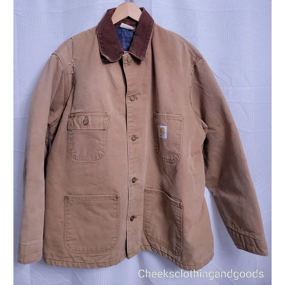 Vintage Carhartt Blanket Lined Chore Work Duck Jacket size 46 Made in USA